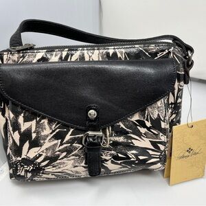 Patricia Nash Avellino Black Crossbody with Sunflower Print